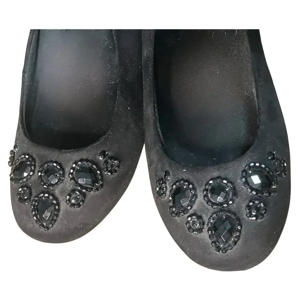 Vionic Orthaheel Cameron Rhinestone Jeweled Black Flats-size 6